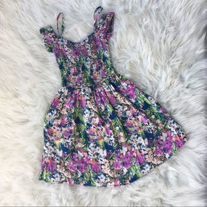 Floral Spaghetti Strap Cap Sleeve Dress